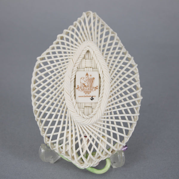 Belleek Trinket Basket Cream Porcelain Multi Color Floral Lady Bug 6 x 4 Basket