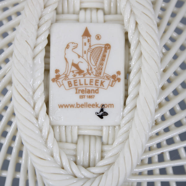 Belleek Trinket Basket Cream Porcelain Multi Color Floral Lady Bug 6 x 4 Basket