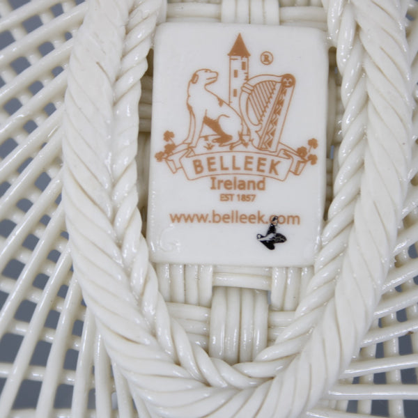 Belleek Trinket Basket Cream Porcelain Multi Color Floral Lady Bug 6 x 4 Basket