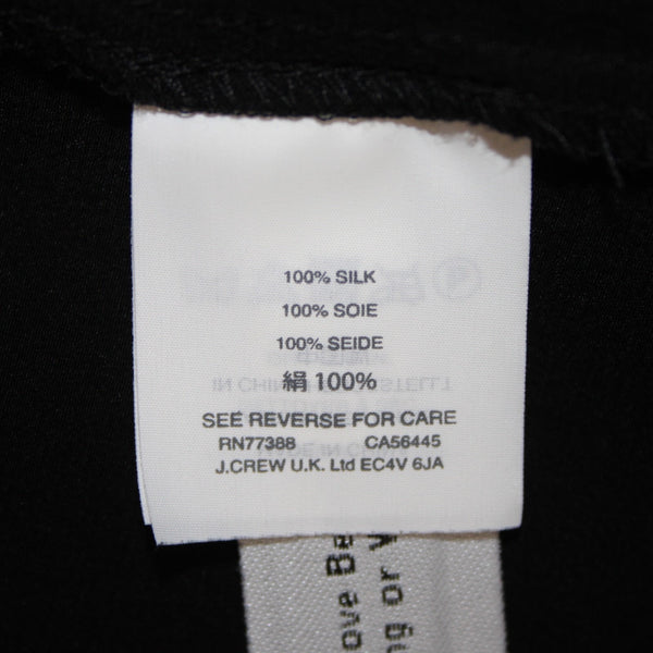 Madewell Top Sz XXS Black Cream Rust Stitching Crop Open Back 100% Silk Top