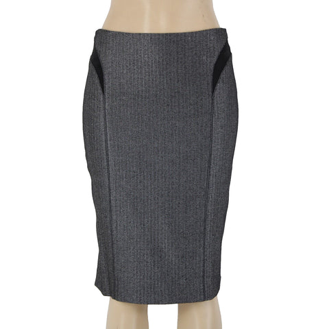 Bebe NEW $98 Sz 6 Black White Princess Seams Lined Wool Viscose Pencil Skirt
