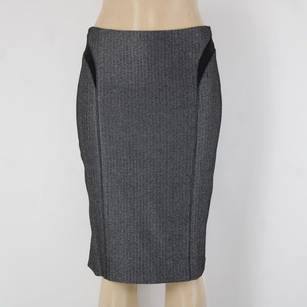 Bebe NEW $98 Sz 6 Black White Princess Seams Lined Wool Viscose Pencil Skirt
