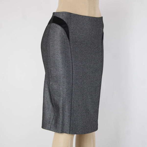 Bebe NEW $98 Sz 6 Black White Princess Seams Lined Wool Viscose Pencil Skirt