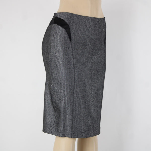 Bebe NEW $98 Sz 6 Black White Princess Seams Lined Wool Viscose Pencil Skirt