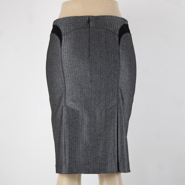 Bebe NEW $98 Sz 6 Black White Princess Seams Lined Wool Viscose Pencil Skirt