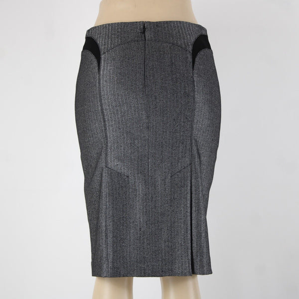 Bebe NEW $98 Sz 6 Black White Princess Seams Lined Wool Viscose Pencil Skirt
