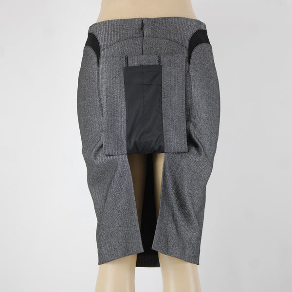 Bebe NEW $98 Sz 6 Black White Princess Seams Lined Wool Viscose Pencil Skirt