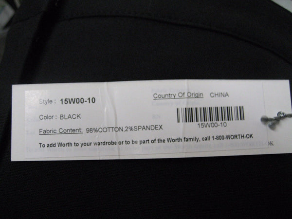 Worth New Sz 10 x 32.5 Black Cotton Blend Zip Pocket Lined Trouser Pant