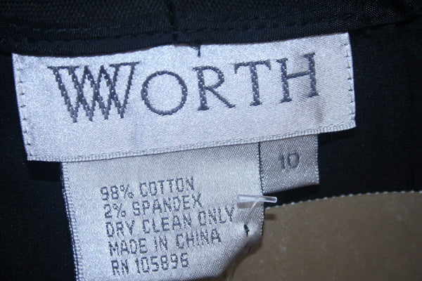 Worth New Sz 10 x 32.5 Black Cotton Blend Zip Pocket Lined Trouser Pant