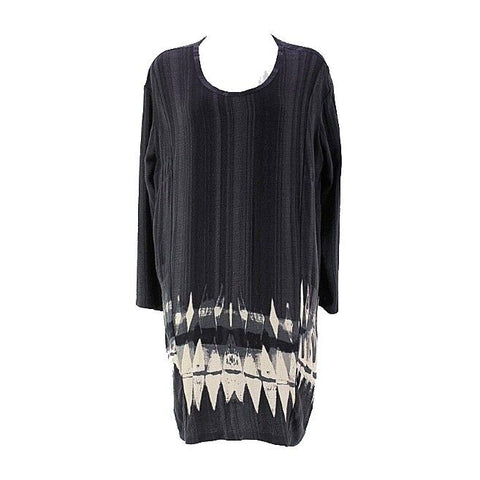Tracy Reese Sz SP Charcoal Cream Rayon Blend Back Drop Hem Tunic Dress