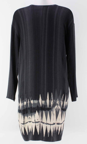 Tracy Reese Sz SP Charcoal Cream Rayon Blend Back Drop Hem Tunic Dress