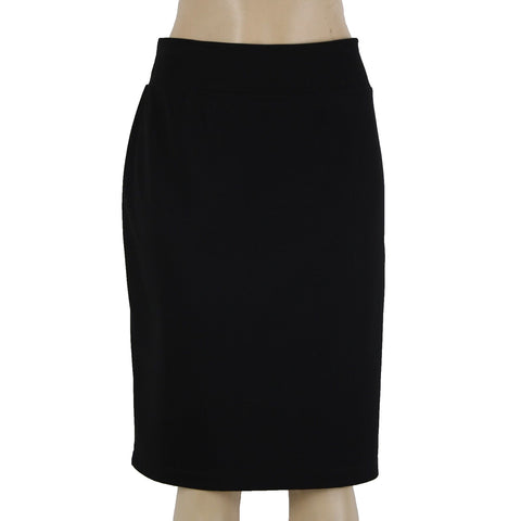 Clara Sun Woo Sz XL Black Elastic Waist Unlined Rayon Polyester Skirt