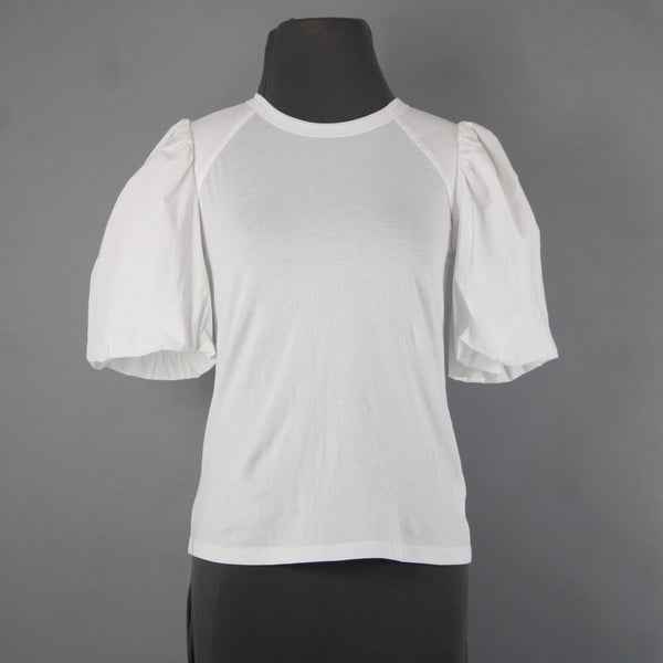 Veronica Beard NEW $248 Sz XS White Balloon Sleeve Fitted Cotton Spandex Top