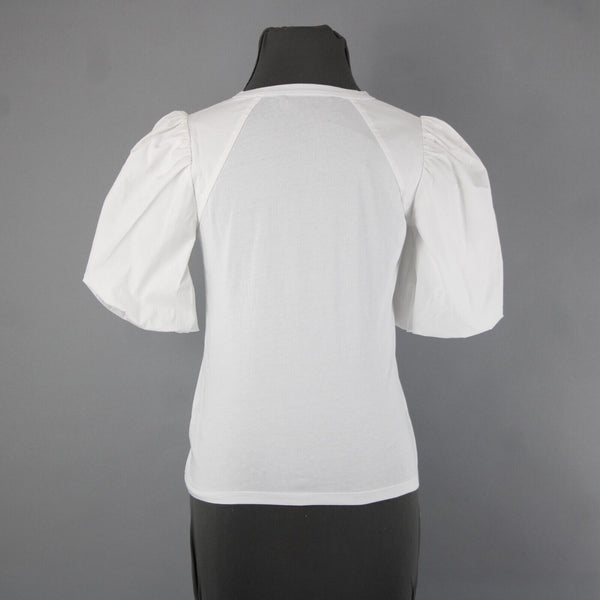 Veronica Beard NEW $248 Sz XS White Balloon Sleeve Fitted Cotton Spandex Top
