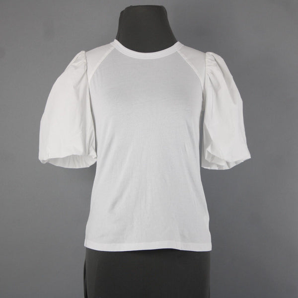Veronica Beard NEW $248 Sz XS White Balloon Sleeve Fitted Cotton Spandex Top