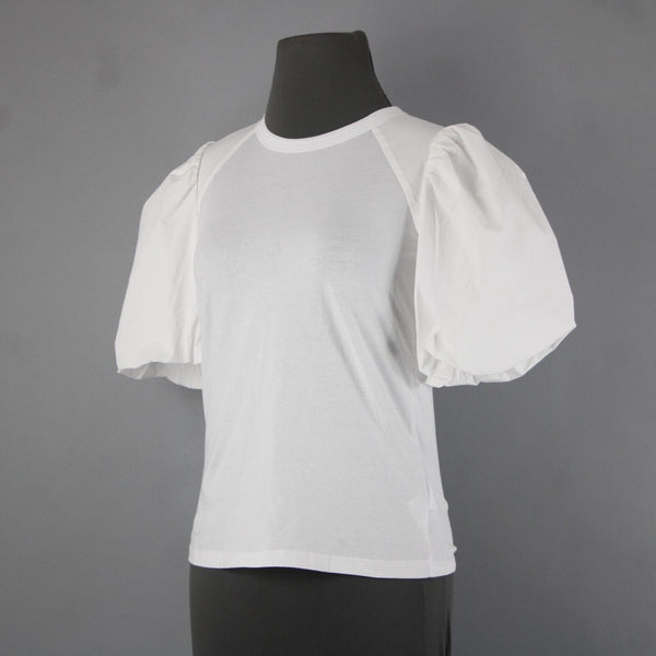 Veronica Beard NEW $248 Sz XS White Balloon Sleeve Fitted Cotton Spandex Top