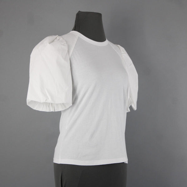 Veronica Beard NEW $248 Sz XS White Balloon Sleeve Fitted Cotton Spandex Top