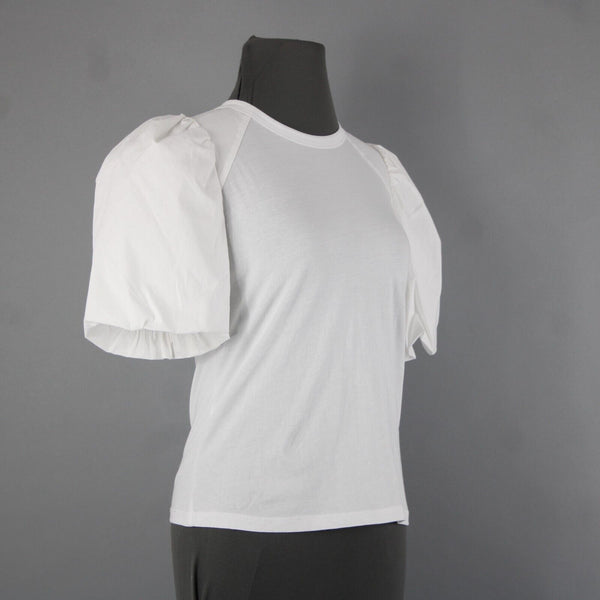 Veronica Beard NEW $248 Sz XS White Balloon Sleeve Fitted Cotton Spandex Top