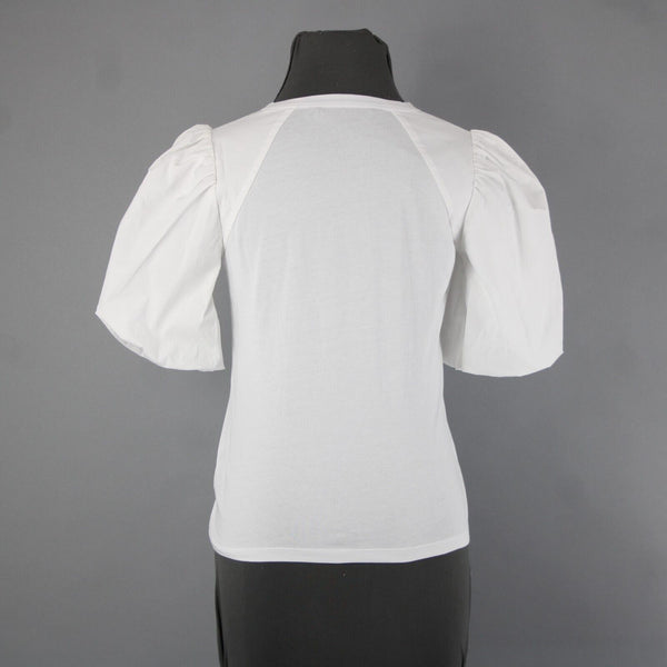 Veronica Beard NEW $248 Sz XS White Balloon Sleeve Fitted Cotton Spandex Top