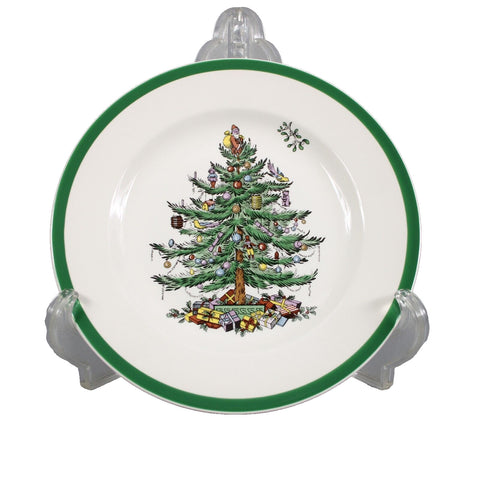 Spode White Green Multi Color Christmas Tree S3324 8" Plate