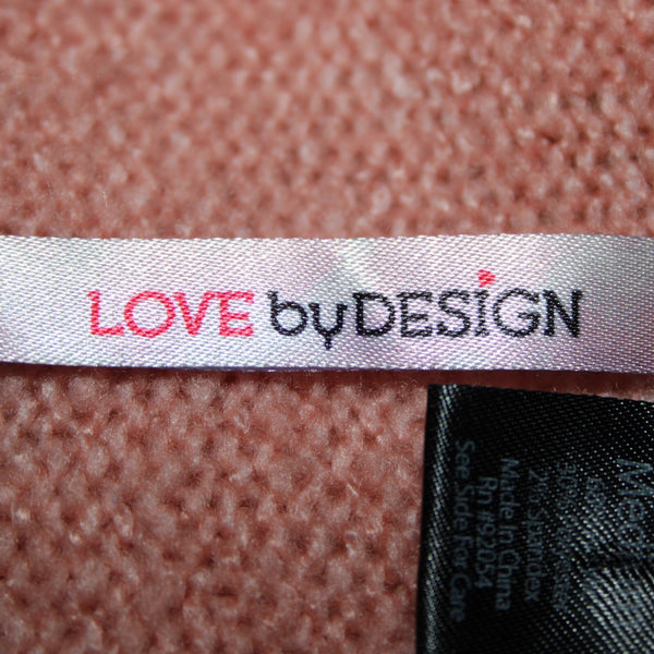 Love By Design Sz M Pink White Gray Knit Acrylic Polyester Spandex Wrap Sweater