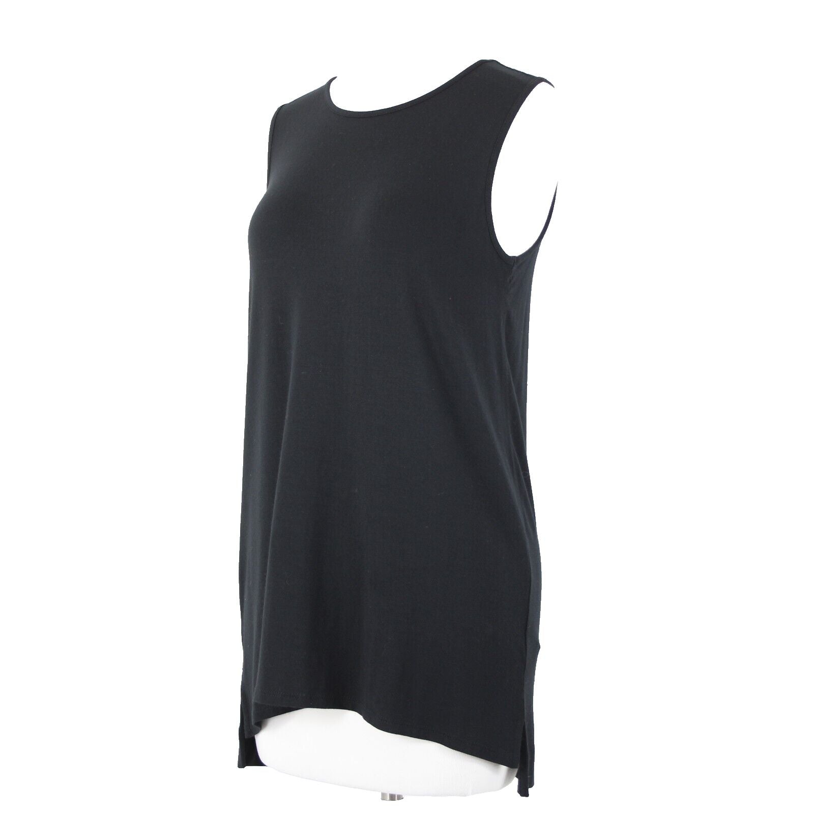 J Jill NEW $49 Sz XS Black Wide Strap Sleeveless Side Slit Rayon Lycra Tank Top