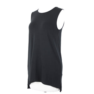 J Jill NEW $49 Sz XS Black Wide Strap Sleeveless Side Slit Rayon Lycra Tank Top