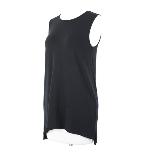 J Jill NEW $49 Sz XS Black Wide Strap Sleeveless Side Slit Rayon Lycra Tank Top