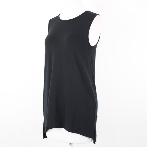 J Jill NEW $49 Sz XS Black Wide Strap Sleeveless Side Slit Rayon Lycra Tank Top