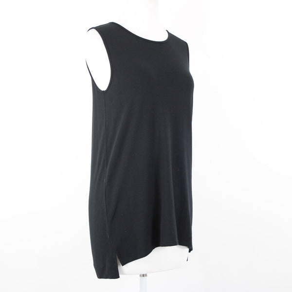 J Jill NEW $49 Sz XS Black Wide Strap Sleeveless Side Slit Rayon Lycra Tank Top