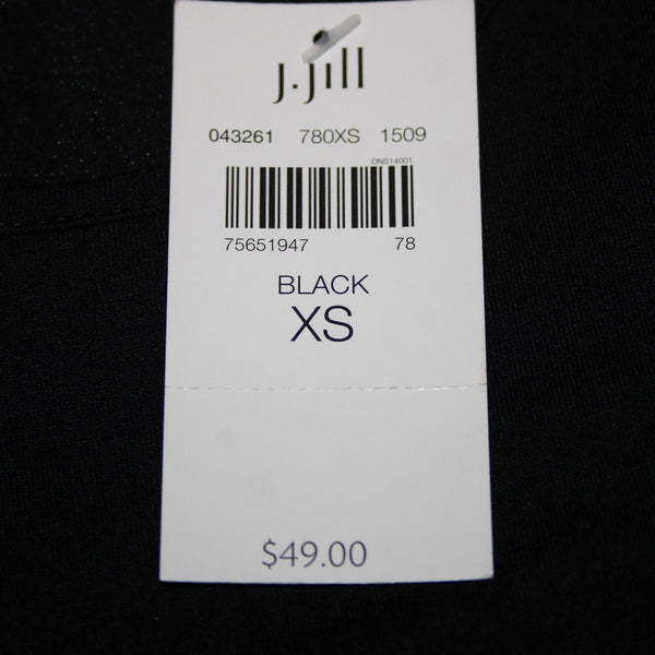 J Jill NEW $49 Sz XS Black Wide Strap Sleeveless Side Slit Rayon Lycra Tank Top
