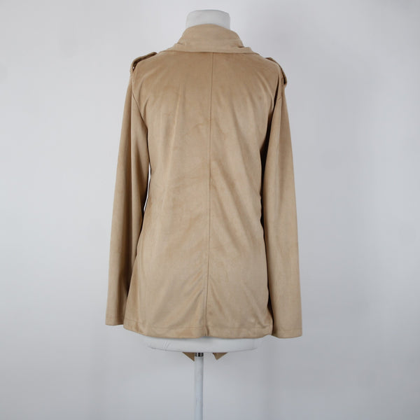 Wet Seal NEW $40 Sz M Tan Waterfall Faux Suede 100% Polyester Wrap Sweater