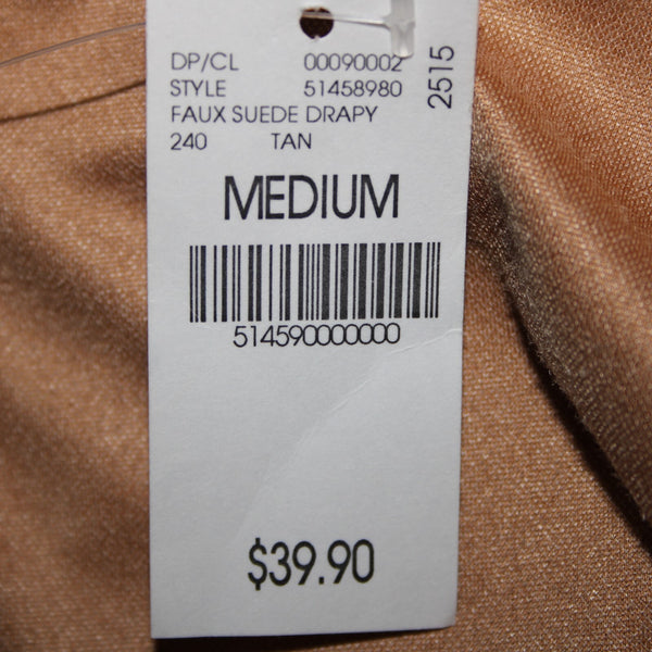 Wet Seal NEW $40 Sz M Tan Waterfall Faux Suede 100% Polyester Wrap Sweater