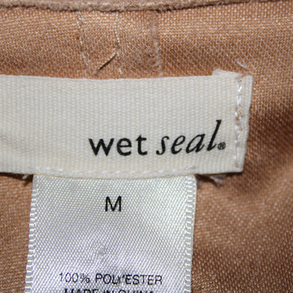 Wet Seal NEW $40 Sz M Tan Waterfall Faux Suede 100% Polyester Wrap Sweater