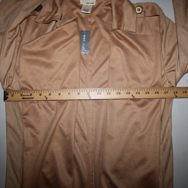Wet Seal NEW $40 Sz M Tan Waterfall Faux Suede 100% Polyester Wrap Sweater