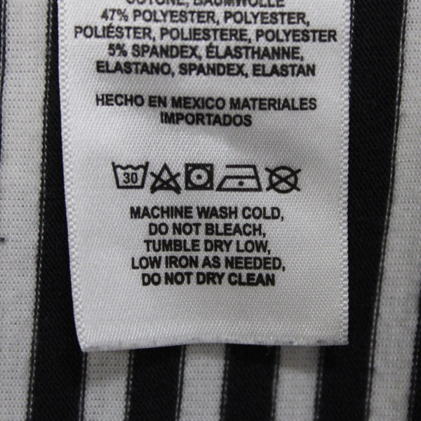 T. La Sz XS Black White Striped Tie Side Round Neck Cotton Polyester Top