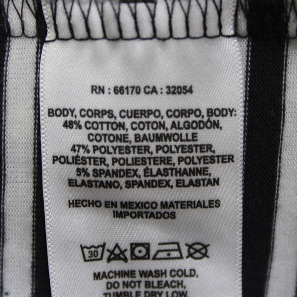 T. La Sz XS Black White Striped Tie Side Round Neck Cotton Polyester Top