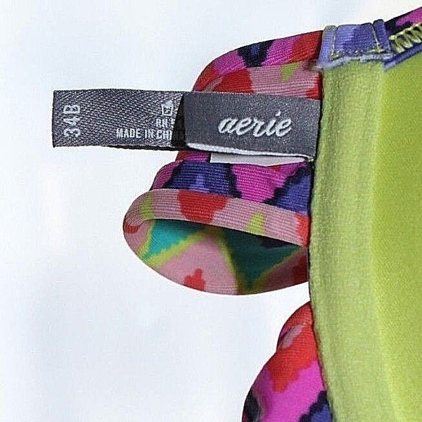 Aerie Size 34B Pink Purple Yellow Multi Nylon Elastane Bikini Top