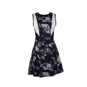 Prabal Gurung NEW Sz 2 Navy Blue White Zip Back Cotton Poly Blend Woven Dress