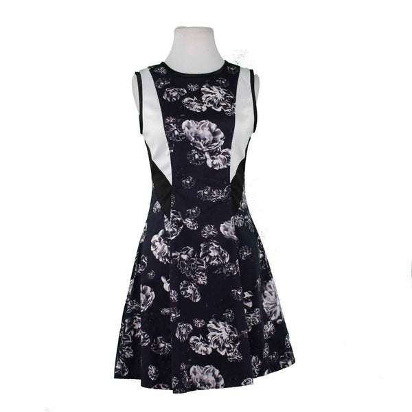 Prabal Gurung NEW Sz 2 Navy Blue White Zip Back Cotton Poly Blend Woven Dress