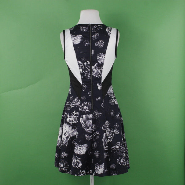 Prabal Gurung NEW Sz 2 Navy Blue White Zip Back Cotton Poly Blend Woven Dress