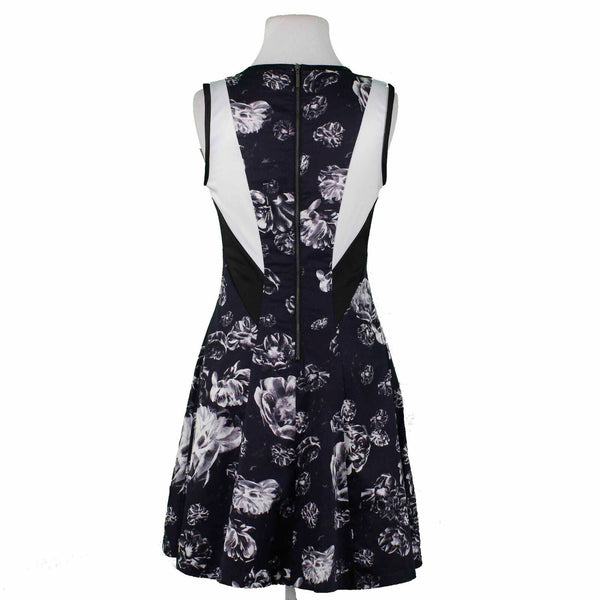 Prabal Gurung NEW Sz 2 Navy Blue White Zip Back Cotton Poly Blend Woven Dress