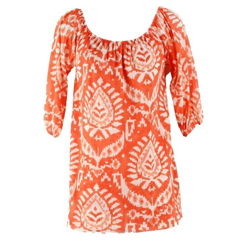 Boston Proper Sz XS Orange Cream Nylon Mesh 3/4 Sleeve Peasant Top