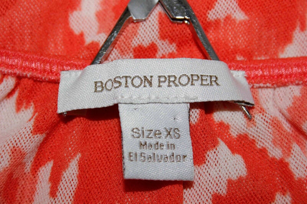 Boston Proper Sz XS Orange Cream Nylon Mesh 3/4 Sleeve Peasant Top