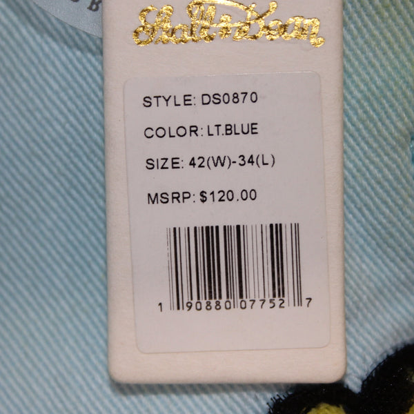 Stall & Dean Jeans NEW $120 Sz 42 x 34 Blue Yellow Multi Cotton Spandex Jeans
