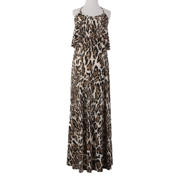 Veronica M Dress Sz S Brown White Animal Print Polyester Spandex Dress