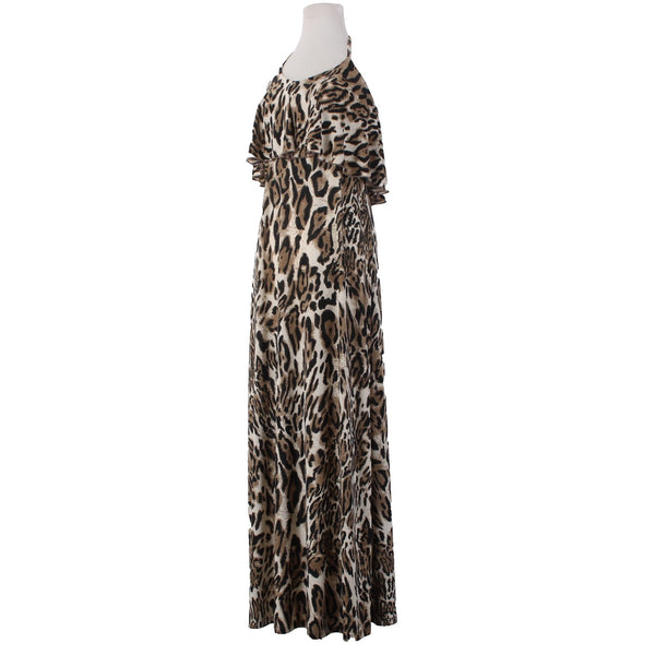 Veronica M Dress Sz S Brown White Animal Print Polyester Spandex Dress