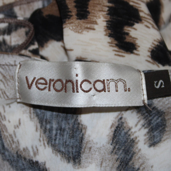 Veronica M Dress Sz S Brown White Animal Print Polyester Spandex Dress