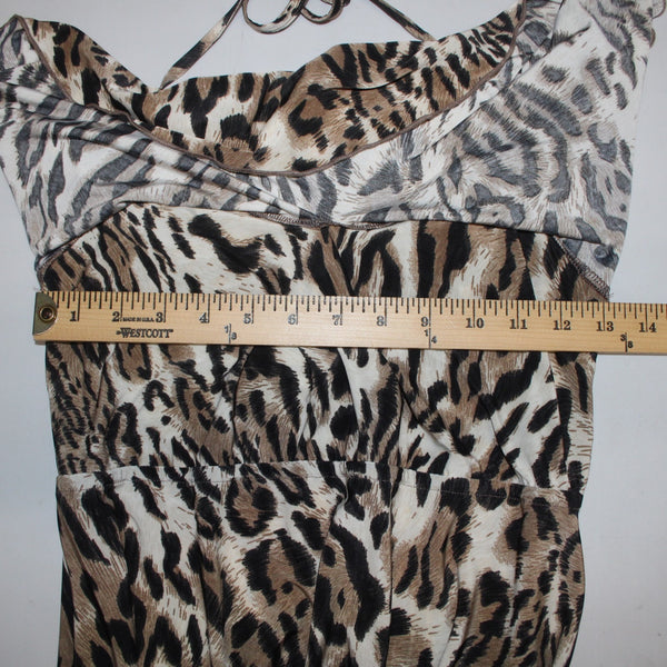 Veronica M Dress Sz S Brown White Animal Print Polyester Spandex Dress