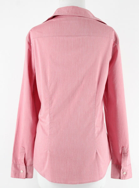 New York & Co Sz L Pink Button Up Cotton Blend Shirt